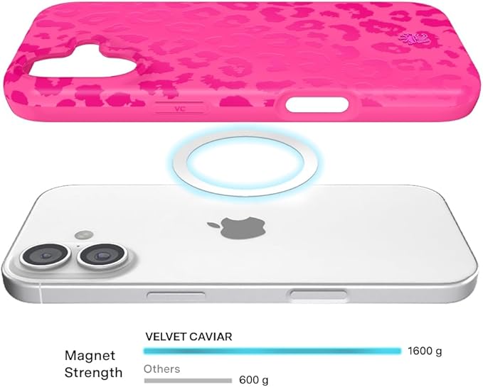 VELVET CAVIAR Case for iPhone 17 | Compatible with MagSafe | 10ft Drop Tested | Protective Designer Cases | Even Hotter Pink Leopard