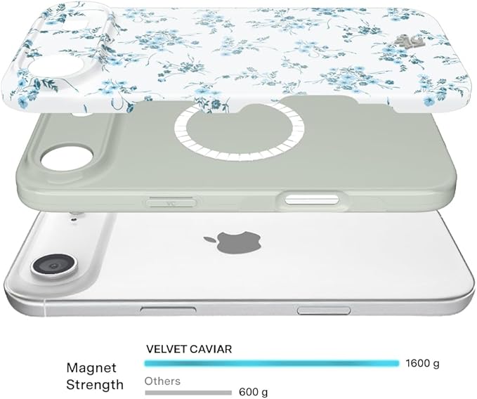 VELVET CAVIAR Case for iPhone 17 Air | Compatible with MagSafe | 10ft Drop Tested | Protective Designer Cases | French Blue Floral
