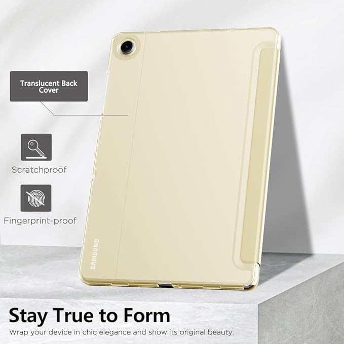 MoKo Case for Galaxy Tab A9+/A9 Plus 11 inch 2023, Slim Stand Protective Smart Cover with Hard PC Translucent Back Shell for Tab A9 Plus Tablet (SM-X210/X216/X218), Auto Wake/Sleep, Champagne Gold