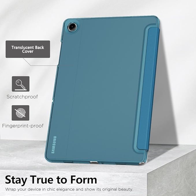 MoKo Case for Galaxy Tab A9+/A9 Plus 11 inch 2023, Slim Stand Protective Smart Cover with Hard PC Translucent Back Shell for Tab A9 Plus Tablet (SM-X210/X216/X218), Auto Wake/Sleep, Peacock Blue