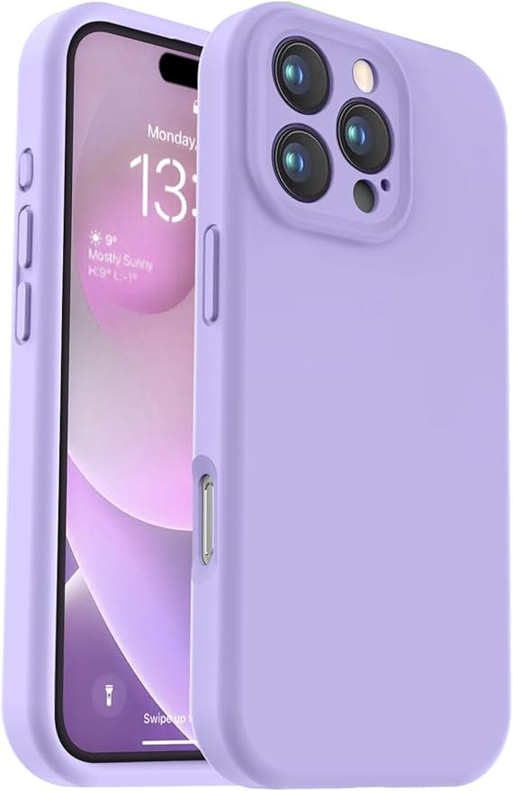 Vooii Compatible with iPhone 16 Pro Max Case, Liquid Silicone Upgrade [Camera Protection] [Soft Anti-Scratch Microfiber Lining] Shockproof Phone Case for iPhone 16 Pro Max 6.9 inch - Light Purple