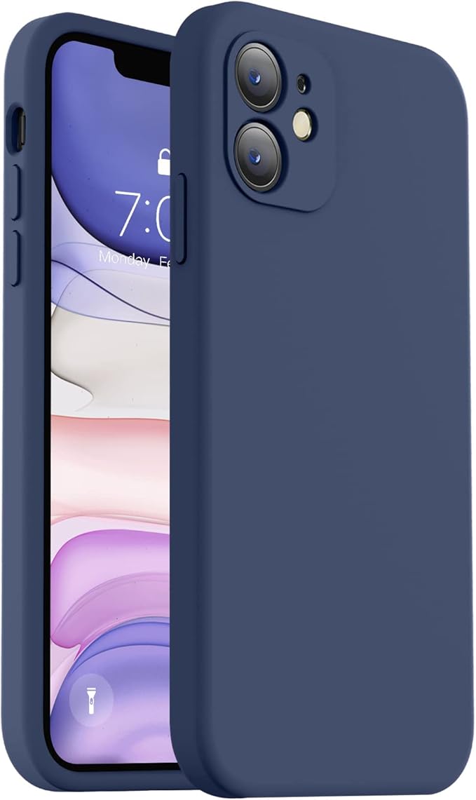 Vooii Compatible with iPhone 11 Case, Upgraded Liquid Silicone with [Flat Edges] [Camera Protection] [Soft Anti-Scratch Microfiber Lining] Phone Case for iPhone 11 6.1 inch - Navy Blue