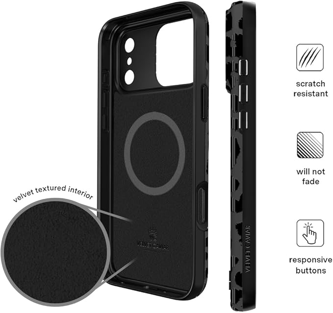 VELVET CAVIAR Case for iPhone 17 Pro | Compatible with MagSafe | 10ft Drop Tested | Protective Designer Cases | Black Leopard Print