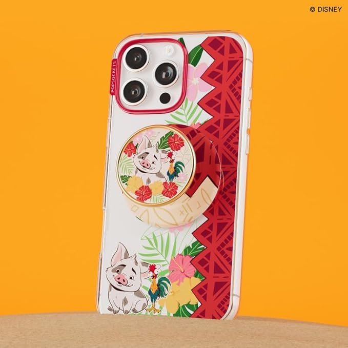 PopSockets Phone Grip for MagSafe with Kickstand, Magnetic Stand, Swappable Top, Secure Hold for iPhone MagSafe Cases, Phone & Tablet Grip, Moana - Enamel Pua's Paradise