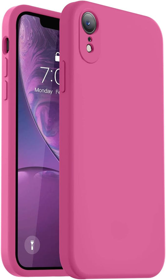 Vooii Compatible with iPhone XR Case, Upgraded Liquid Silicone with [Flat Edges] [Camera Protection] [Soft Anti-Scratch Microfiber Lining] Phone Case for iPhone 10 XR 6.1 inch - Pitaya