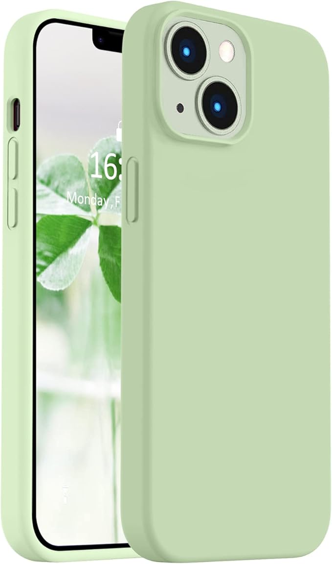 Vooii Compatible with iPhone 14 Case,[Silky Touch Premium Liquid Silicone] [Soft Anti-Scratch Microfiber Lining], Ultra Slim Shockproof Protective Case for iPhone 14 - Matcha