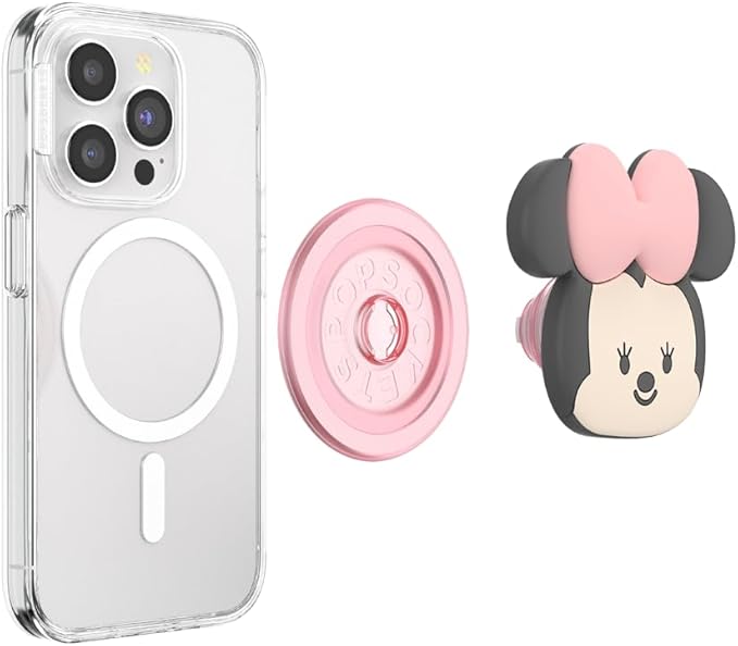 PopSockets Phone Grip for MagSafe with Kickstand, Magnetic Stand, Swappable Top, Secure Hold for iPhone MagSafe Cases, Phone & Tablet Grip, Cute PopSockets, Disney - Kawaii Minnie