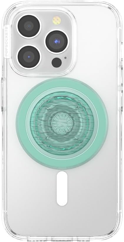 PopSockets Round Phone Grip Compatible with MagSafe, Adapter Ring Included, Phone Holder, Wireless Charging Compatible - Translucent Pool