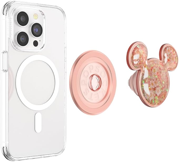PopSockets Phone Grip for MagSafe with Kickstand, Magnetic Stand, Swappable Top, Secure Hold for iPhone MagSafe Cases, Phone & Tablet Grip, Disney - Tidepool Earridescent Daisy Charm