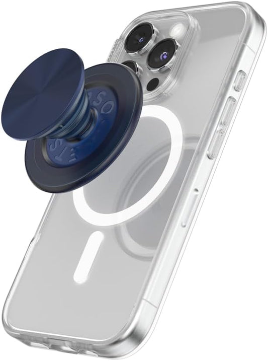 PopSockets Phone Grip for MagSafe with Kickstand, Magnetic Stand, Swappable Top, Secure Hold for iPhone MagSafe Cases, Phone & Tablet Grip - French Navy