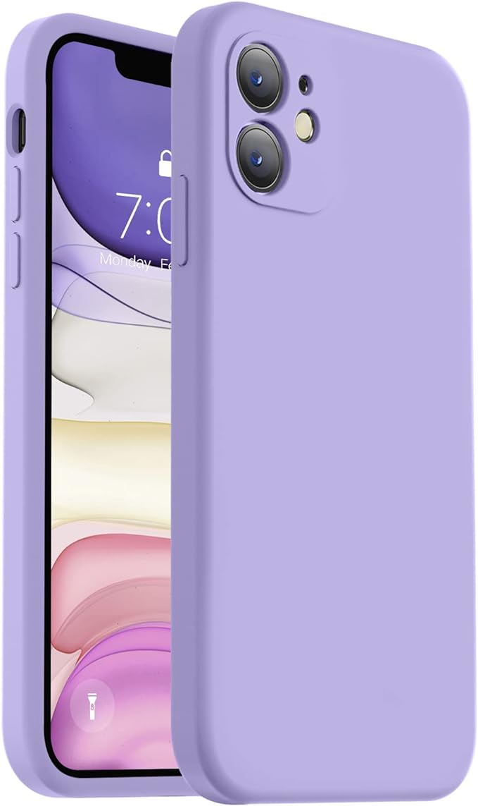 Vooii Compatible with iPhone 11 Case, Upgraded Liquid Silicone with [Flat Edges] [Camera Protection] [Soft Anti-Scratch Microfiber Lining] Phone Case for iPhone 11 6.1 inch - Light Purple