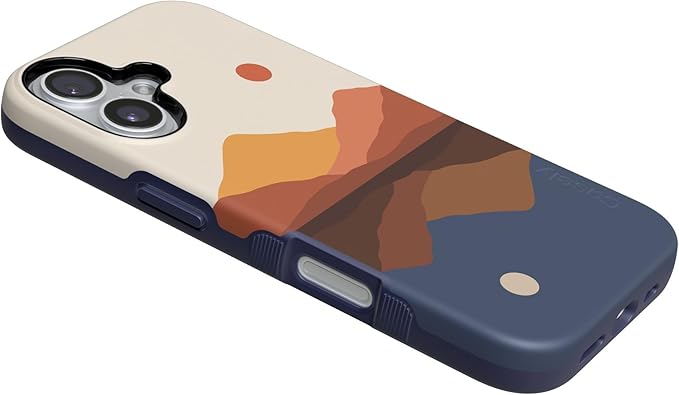 Casely iPhone 17 Case | Opposites Attract | Day & Night Colorblock Mountains | Compatible with MagSafe | Bold Protective Design