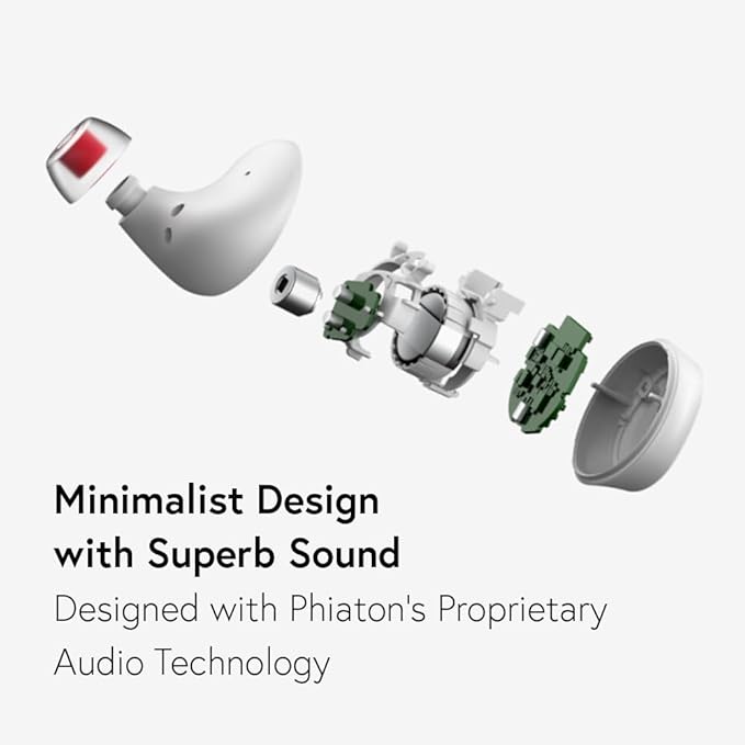 Phiaton Bonobuds Lite True Wireless Earbuds with Clear Voice by Intelligo and Ambient Mode | Bluetooth Earphones with 11 Hour Playtime, Space Black