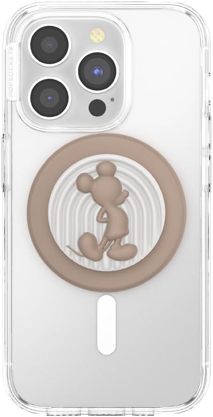 PopSockets Phone Grip for MagSafe with Kickstand, Magnetic Stand, Swappable Top, Secure Hold for iPhone MagSafe Cases, Phone & Tablet Grip, Disney - PopOut Latte Mickey