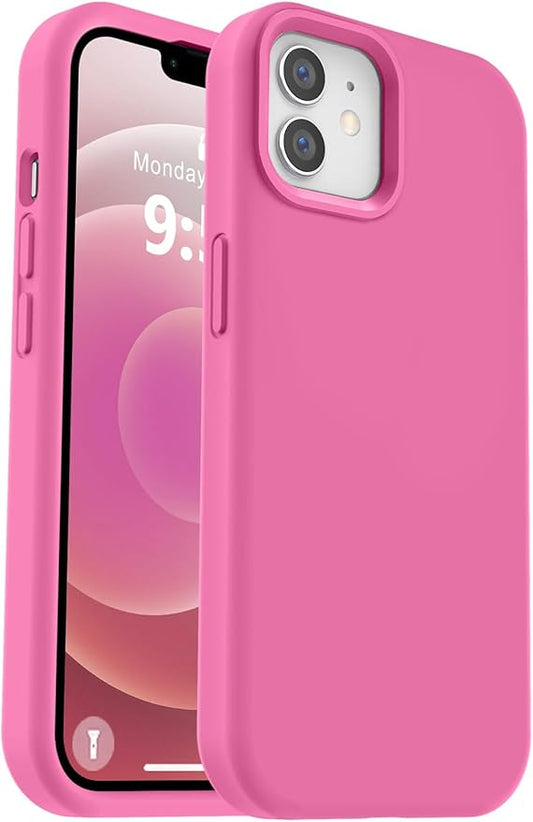Vooii Compatible with iPhone 12 Case/iPhone 12 Pro Case, Liquid Silicone Upgrade [Soft Anti-Scratch Microfiber Lining] [Shockproof Drop Protection] Phone Case 6.1 inch - Pitaya