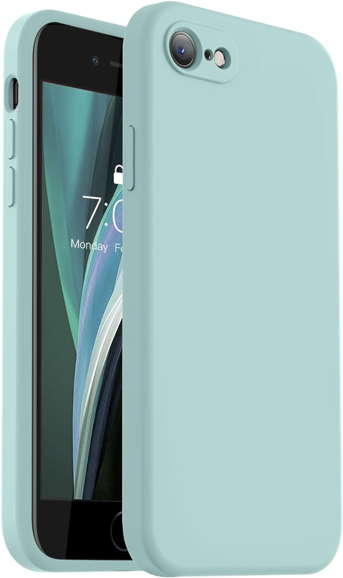 Vooii for iPhone SE Case 2022/3rd/2020,iPhone 8/7 Case, Upgraded Liquid Silicone with [Flat Edges] [Camera Protection] [Soft Anti-Scratch Microfiber Lining] Phone Case for iPhone SE - Mint