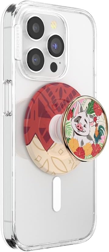 PopSockets Phone Grip for MagSafe with Kickstand, Magnetic Stand, Swappable Top, Secure Hold for iPhone MagSafe Cases, Phone & Tablet Grip, Moana - Enamel Pua's Paradise