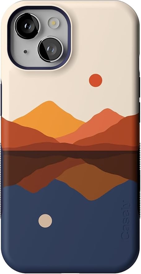 Casely iPhone 14 Case | Opposites Attract | Day & Night Colorblock Mountains | Compatible with MagSafe | Bold Protective Design