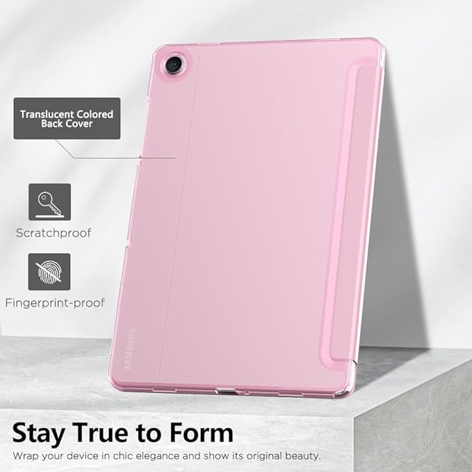 MoKo Case for Galaxy Tab A9 Plus 11 inch 2023, Slim Stand Protective Smart Cover with Hard PC Translucent Back Shell for Tab A9 Plus Tablet (SM-X210/X216/X218), Auto Wake/Sleep, Flowers Pink