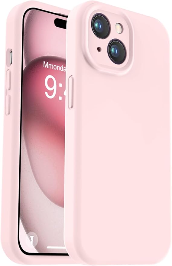 Vooii Compatible with iPhone 15 Plus Case, Upgrade Liquid Silicone [Enhanced Camera Protection] [Soft Anti-Scratch Microfiber Lining] Shockproof Phone Case for iPhone 15 Plus 6.7 inch - Chalk Pink