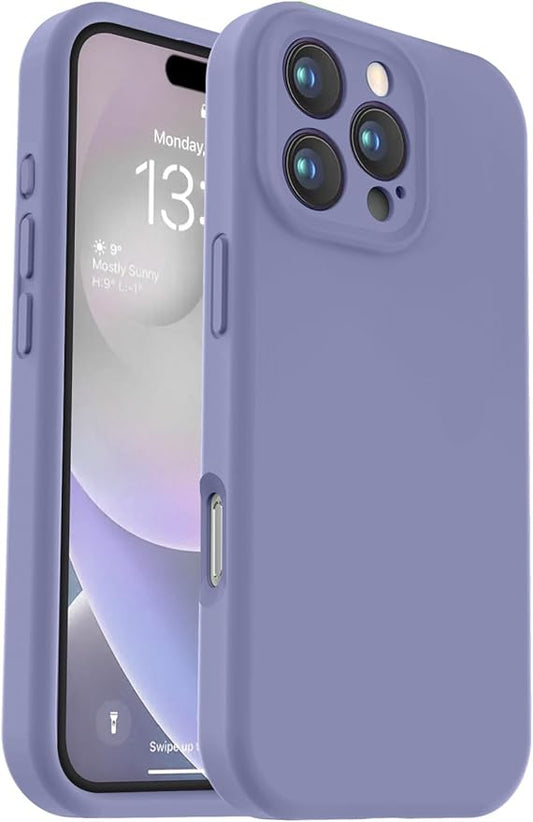 Vooii Compatible with iPhone 16 Pro Case, Liquid Silicone Upgrade [Camera Protection] [Soft Anti-Scratch Microfiber Lining] Shockproof Phone Case for iPhone 16 Pro 6.3 inch - Lavender Grey