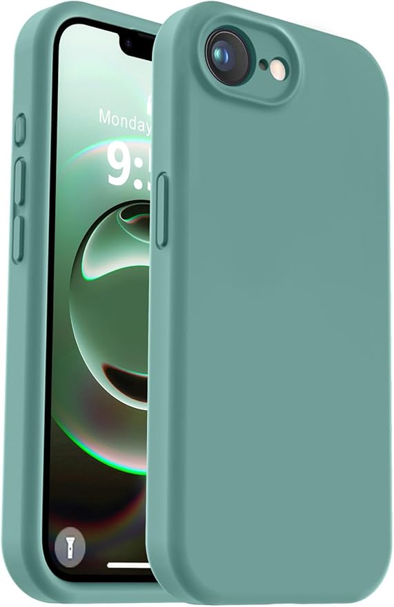 Vooii Compatible with iPhone 16e Case, Liquid Silicone Upgrade [Camera Protection] [Soft Anti-Scratch Microfiber Lining] Shockproof Phone Case for iPhone 16e 6.1 inch - Pine Green
