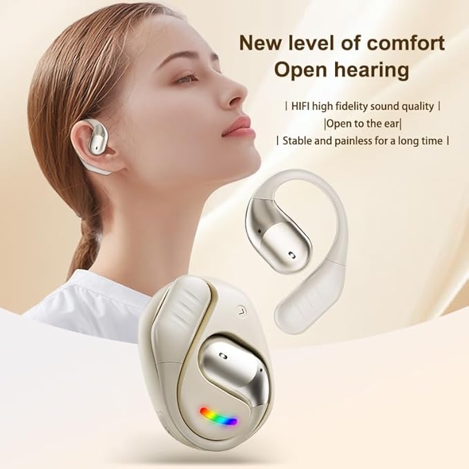 Sports Open Earbuds With Over ear Hooks and Neck Sling,Open Ear-hook headphones Wireless Bluetooth 5.4,HiFi Sound Clear Calling,waterproof,Around the ear headset fit for Workout running exercise Gym