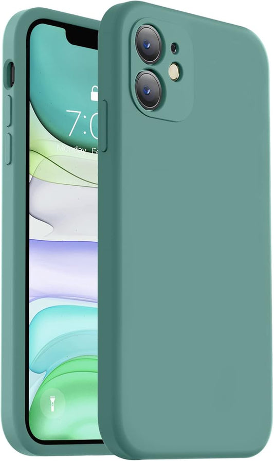 Vooii Compatible with iPhone 11 Case, Upgraded Liquid Silicone with [Flat Edges] [Camera Protection] [Soft Anti-Scratch Microfiber Lining] Phone Case for iPhone 11 6.1 inch - Pine Green
