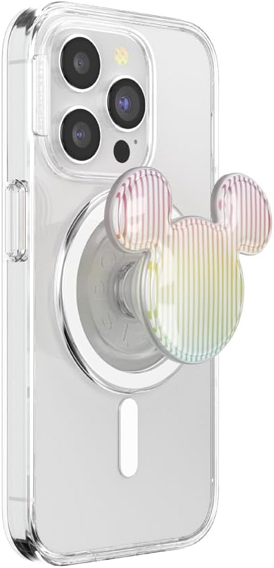 PopSockets Phone Grip for MagSafe with Kickstand, Magnetic Stand, Swappable Top, Secure Hold for iPhone MagSafe Cases, Phone & Tablet Grip, Disney - Airbag Sherbert Mickey Stripe