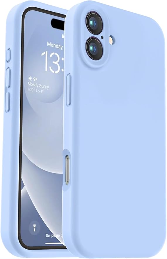 Vooii Compatible with iPhone 16 Plus Case, Liquid Silicone Upgrade [Camera Protection] [Soft Anti-Scratch Microfiber Lining] Shockproof Phone Case for iPhone 16 Plus 6.7 inch - Light Blue