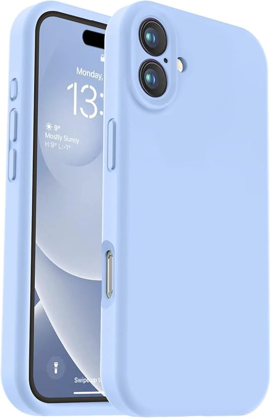 Vooii Compatible with iPhone 16 Plus Case, Liquid Silicone Upgrade [Camera Protection] [Soft Anti-Scratch Microfiber Lining] Shockproof Phone Case for iPhone 16 Plus 6.7 inch - Light Blue
