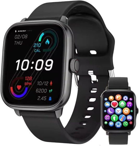 Smart Watch, 1.96" for Men Women (Answer/Make Call), Fitness Tracker with 100+ Sport Modes, IP68 Waterproof, Heart Rate/Sleep Monitor, Spo2, Pedometer, Activity Tracker for Android iOS, V71-2