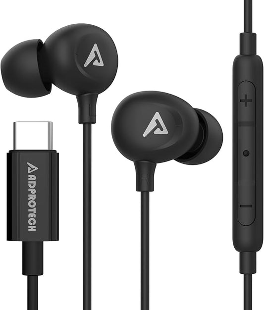 USB C Headphones for iPhone 16/15 Pro Max Wired Earbuds in-Ear Type C Built-in HD Microphone Volume Control Earphones for Samsung Z Flip 5 4 Galaxy S23 S21 A53 A54 Pixel 8 7 Pro, Black