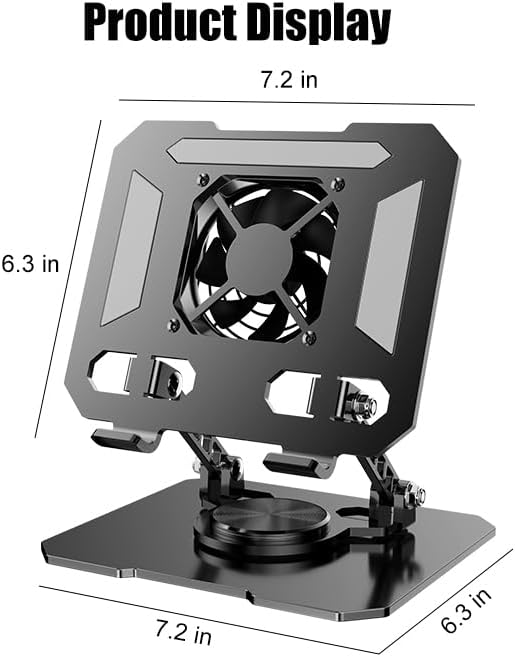 360° Rotating Tablet Desk Stand Holder with USB Cooler，Carbon Steel Frame Dual Rod Mount Support for iPad Pro 13 12 11 Air Mini 5 4 3 Samsung Tab E-Reader (Silver with Built-in Cooler)