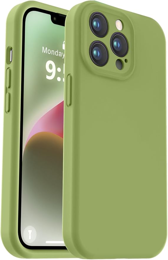 Vooii Compatible with iPhone 13 Pro Case, Liquid Silicone Upgrade [Camera Protection] [Soft Anti-Scratch Microfiber Lining] Shockproof Phone Case for iPhone 13 Pro 6.1 inch - Cedar Green