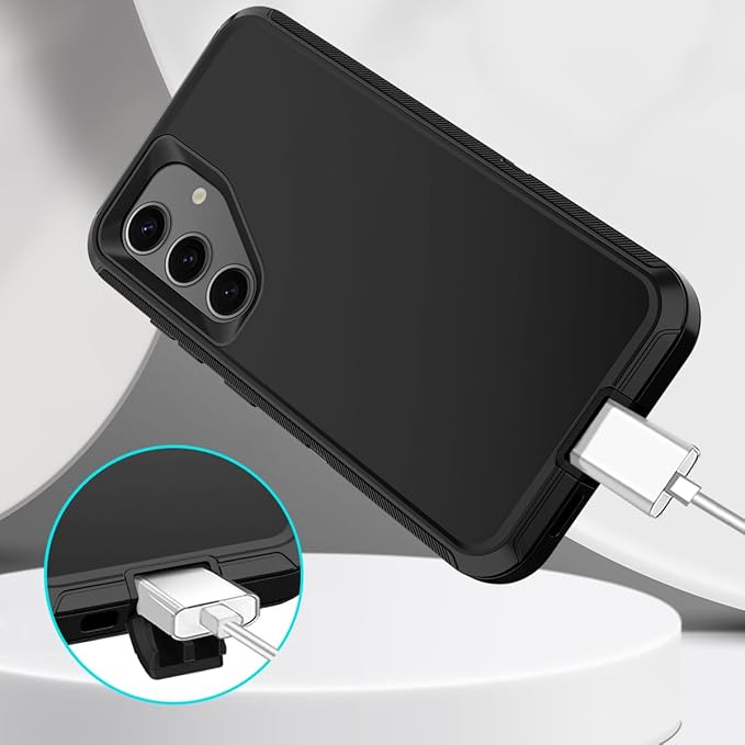 for Samsung Galaxy S24 Plus Case Heavy Duty Protective Shockproof Dropproof 3-Layer Full Body Protection [Without Screen Protector] Tough Rugged Case for Galaxy S24 Plus,Black