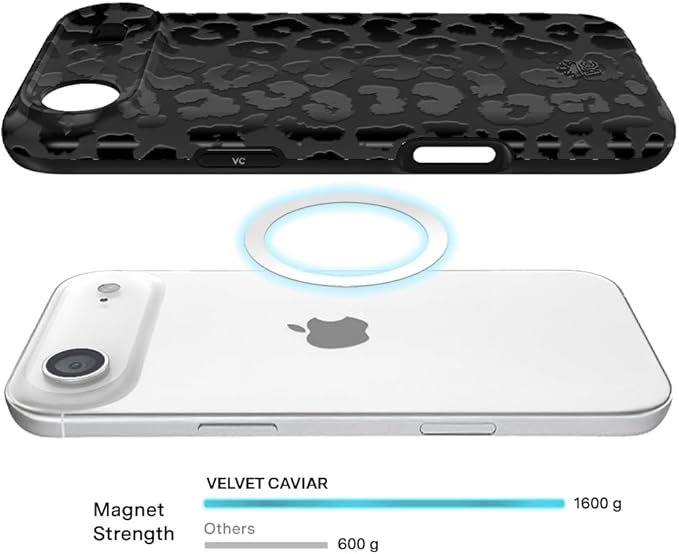 VELVET CAVIAR Case for iPhone 17 Air | Compatible with MagSafe | 10ft Drop Tested | Protective Designer Cases | Black Leopard Print
