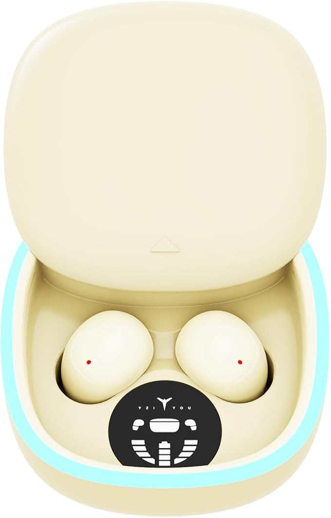 Sleep Ear Buds, True Wireless Earbuds, 2025 Ultra-Mini Bluetooth 5.4 Earbuds for Side Sleepers, Hi-Fi Stereo 3D Bass Noise Cancelling Bluetooth Headphones, Comfortable Invisible-Beige