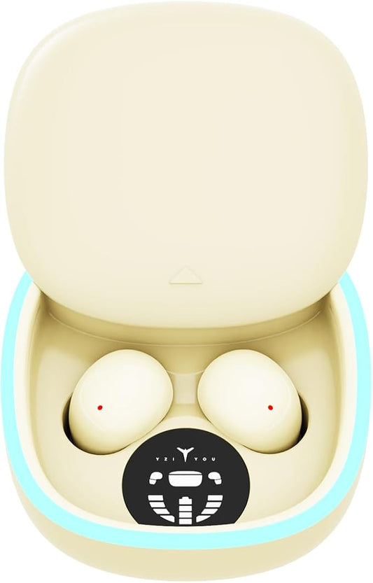 Sleep Ear Buds, True Wireless Earbuds, 2025 Ultra-Mini Bluetooth 5.4 Earbuds for Side Sleepers, Hi-Fi Stereo 3D Bass Noise Cancelling Bluetooth Headphones, Comfortable Invisible-Beige