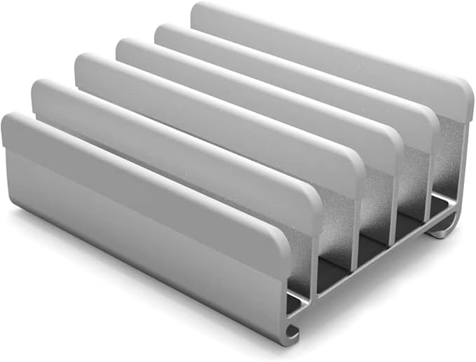 Elestoria Adjustable Laptop Stand - Fits 5 Devices, Modern Design, Tool Free Adjustment, Protective & Stable | Grey