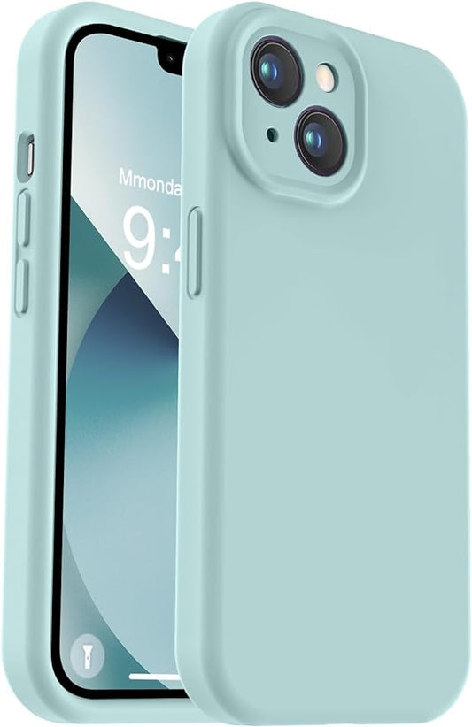 Vooii Compatible with iPhone 13 Case, Liquid Silicone Upgrade [Camera Protection] [Soft Anti-Scratch Microfiber Lining] Shockproof Phone Case for iPhone 13 6.1 inch - Mint