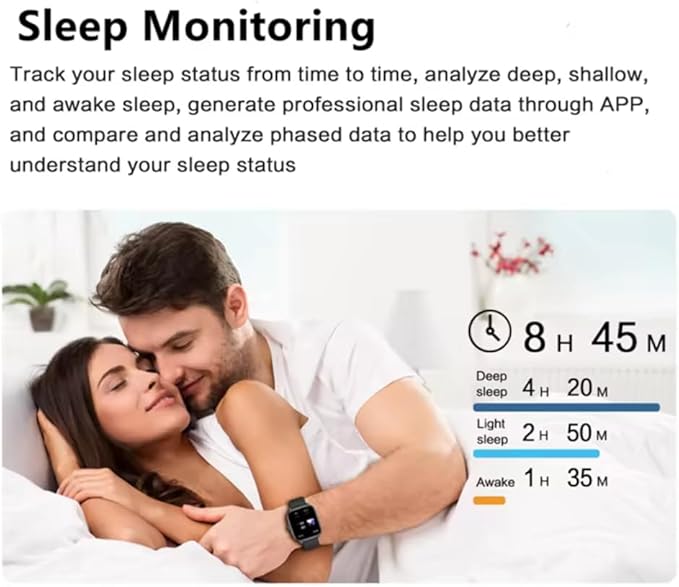 Smart Watch, 1.96" for Men Women (Answer/Make Call), Fitness Tracker with 100+ Sport Modes, IP68 Waterproof, Heart Rate/Sleep Monitor, Spo2, Pedometer, Activity Tracker for Android iOS, V71-2