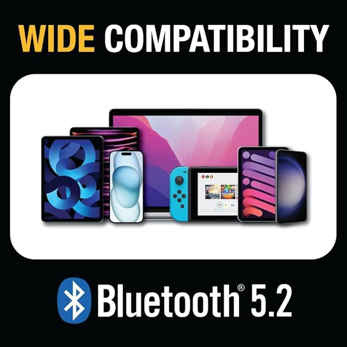 DEWALT Heavy Duty Neckband Bluetooth Earbuds, Wireless Bluetooth 5.2 Headphones w/Microphone, Lightweight Comfort, IP56 Waterproof, Deep Bass Strong Beat, 20H Playtime, Jobsite Behind-Neck Earphones