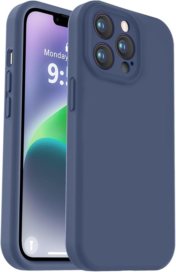 Vooii Compatible with iPhone 13 Pro Case, Liquid Silicone Upgrade [Camera Protection] [Soft Anti-Scratch Microfiber Lining] Shockproof Phone Case for iPhone 13 Pro 6.1 inch - Navy Blue