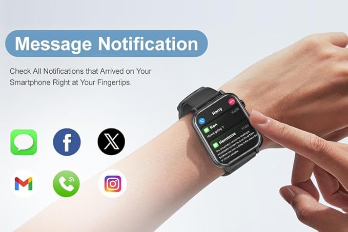 Smart Watch for Men Women 1.96" HD Screen Smartwatch Answer/Make Calls 100+ Sport Modes IP68 Waterproof Fitness Tracker with Step Counter,Sleep & Heart Rate Monitor for Android iOS Phones