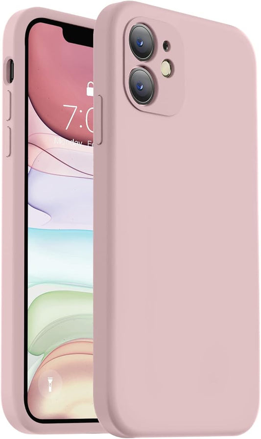 Vooii Compatible with iPhone 11 Case, Upgraded Liquid Silicone with [Flat Edges] [Camera Protection] [Soft Anti-Scratch Microfiber Lining] Phone Case for iPhone 11 6.1 inch - Sand Pink