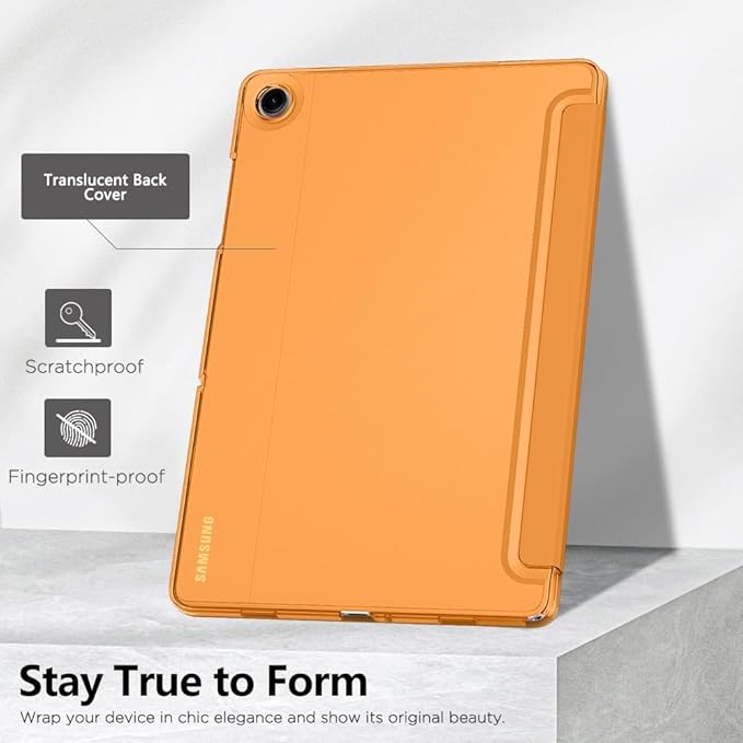 MoKo Case for Galaxy Tab A9+/A9 Plus 11 inch 2023, Slim Stand Protective Smart Cover with Hard PC Translucent Back Shell for Tab A9 Plus Tablet (SM-X210/X216/X218), Auto Wake/Sleep, Papaya