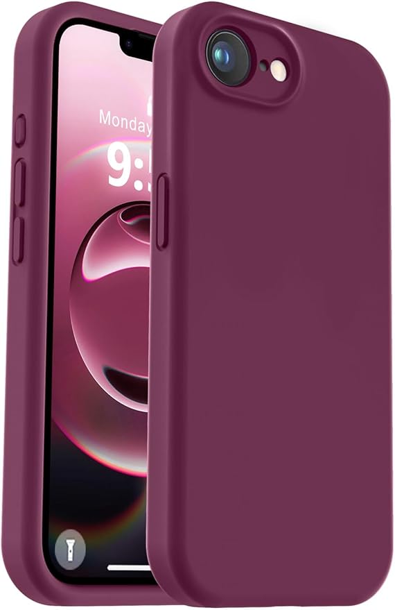 Vooii Compatible with iPhone 16e Case, Liquid Silicone Upgrade [Camera Protection] [Soft Anti-Scratch Microfiber Lining] Shockproof Phone Case for iPhone 16e 6.1 inch - WineRed
