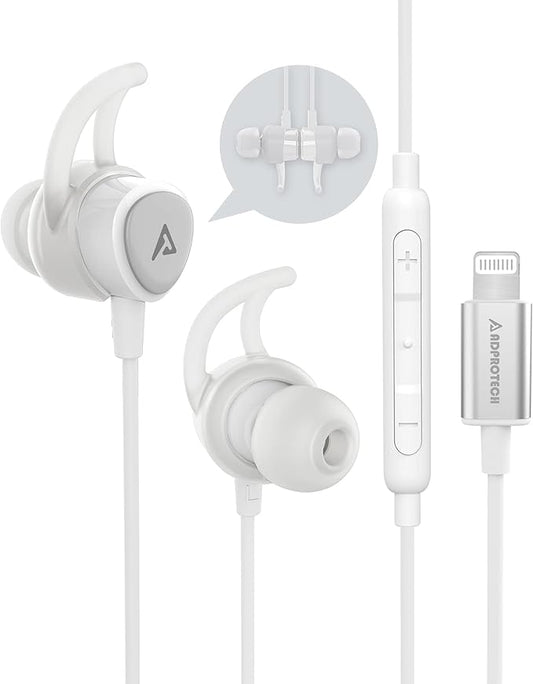 Lightning Headphones Earphones Magnetic Earbuds in-Ear MFi Certified with Microphone Controller for Sports Workout Compatible with iPhone 15/14/13/12/11 (Pure White, Lightning)