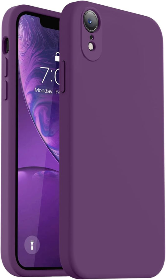 Vooii Compatible with iPhone XR Case, Upgraded Liquid Silicone with [Flat Edges] [Camera Protection] [Soft Anti-Scratch Microfiber Lining] Phone Case for iPhone 10 XR 6.1 inch - Grape